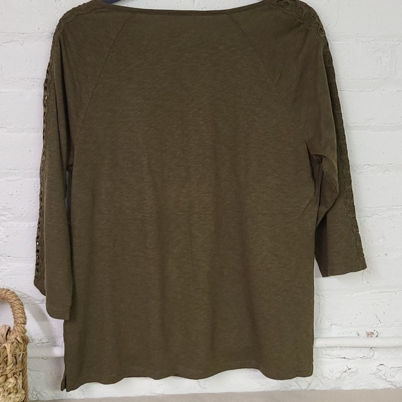 TALBOTS EMBROIDERY BROWN TOP SZ LARGE PETITE - Picture 5 of 5